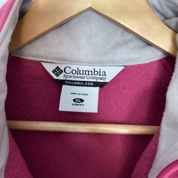Columbia Vest Womens XL Pink Full Zip Fleece Outdoors Hiking Zipper Pockets Gorp - Picture 2 of 7